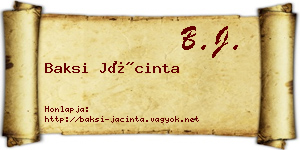 Baksi Jácinta névjegykártya